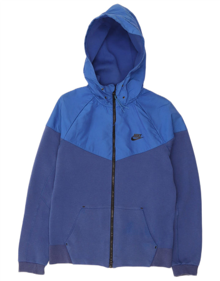 Felpa con cappuccio e zip Nike da uomo, piccola, in cotone color block blu