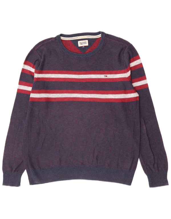 Maglione maglione girocollo da ragazzo Tommy Hilfiger 14-15 anni XL a righe blu