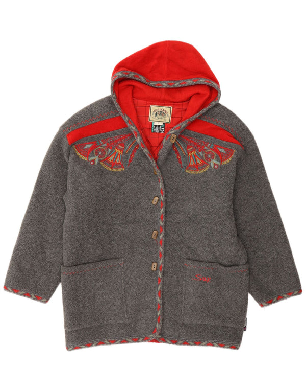 Cappotto da donna in pile oversize con cappuccio Silvy UK 10 piccolo grigio