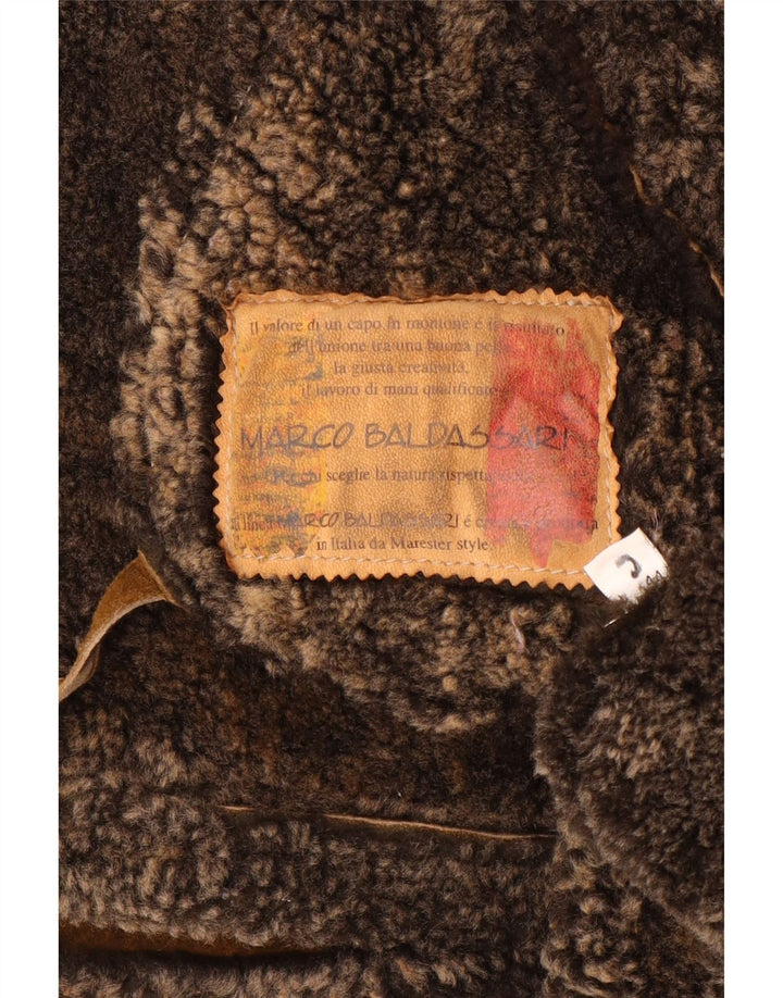 Giubbotto oversize in shearling con cappuccio da donna vintage IT 44 Marrone medio