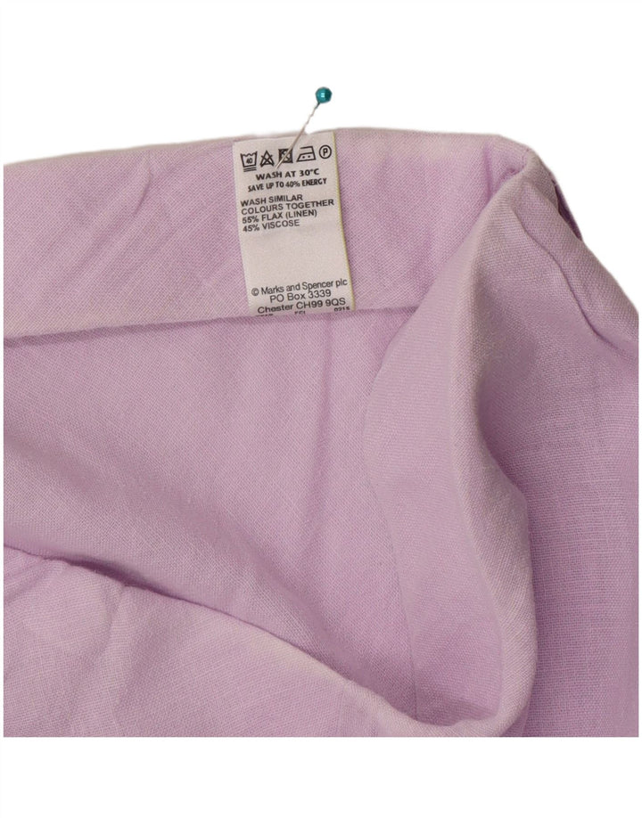 Gonna a trapezio da donna Marks & Spencer UK 12 media W30 lino viola