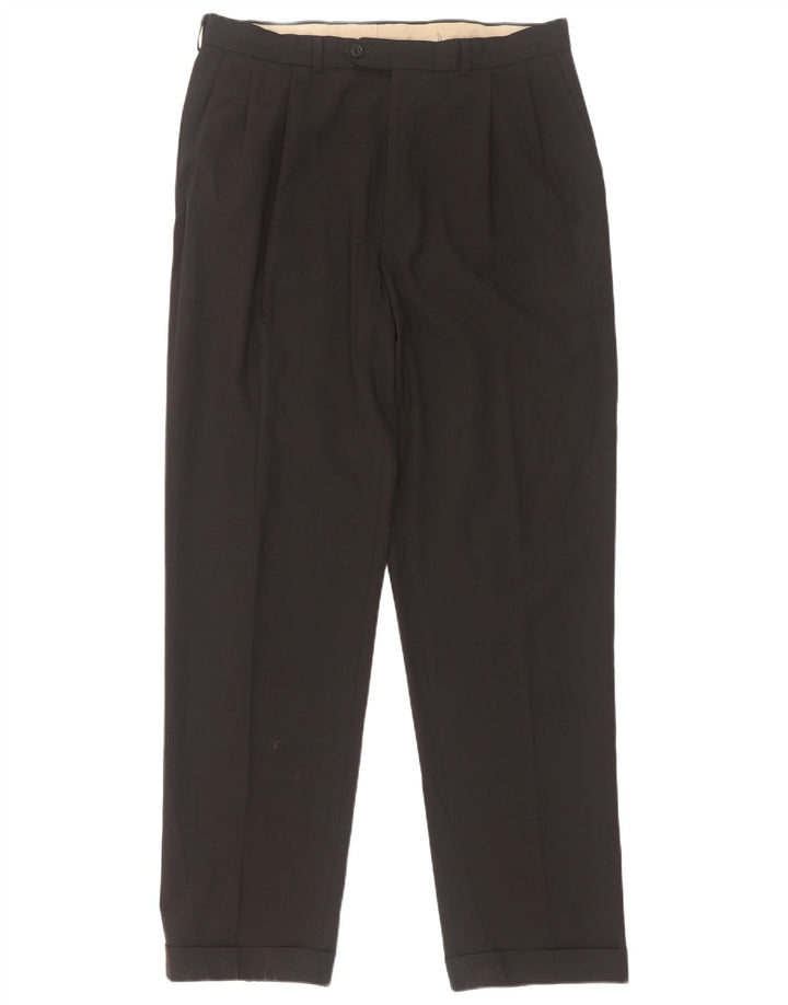 Pantaloni da abito con pegging da uomo Marks & Spencer W34 L33 poliestere nero