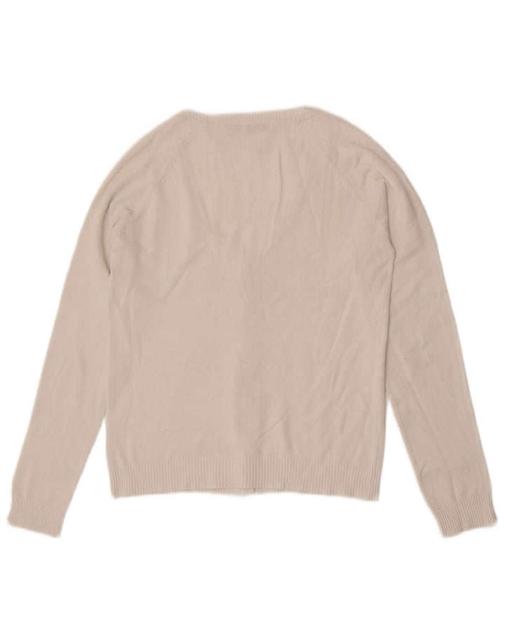Maglione cardigan corto da donna Zara UK 12 cotone bianco medio