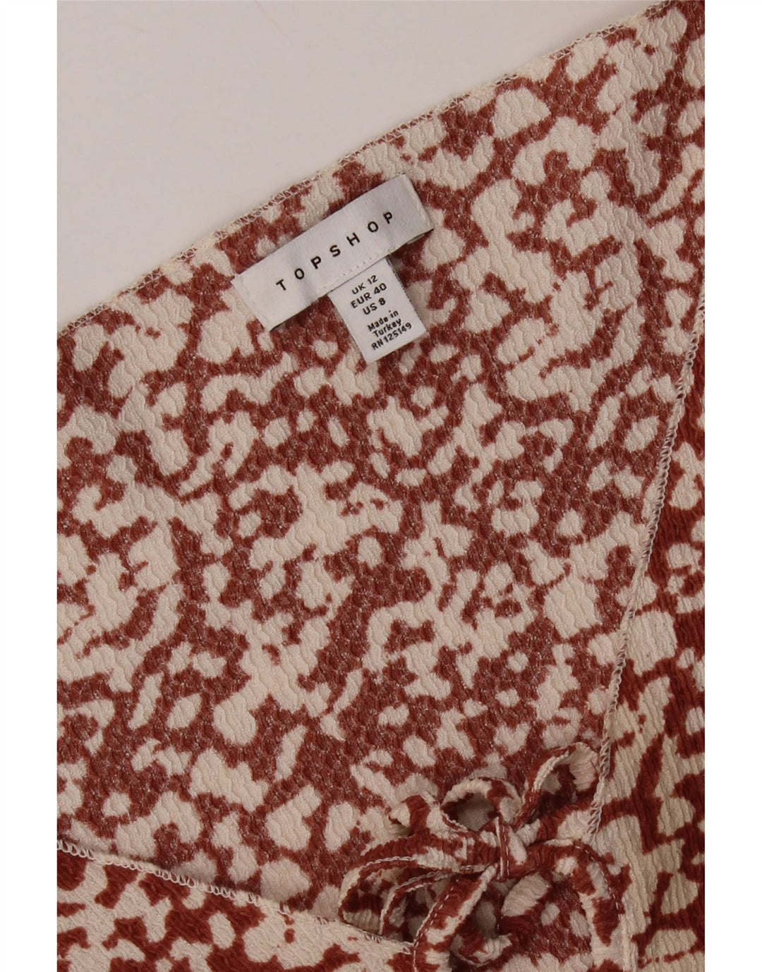 Abito da donna a trapezio con motivo astratto Topshop UK 12 marrone medio