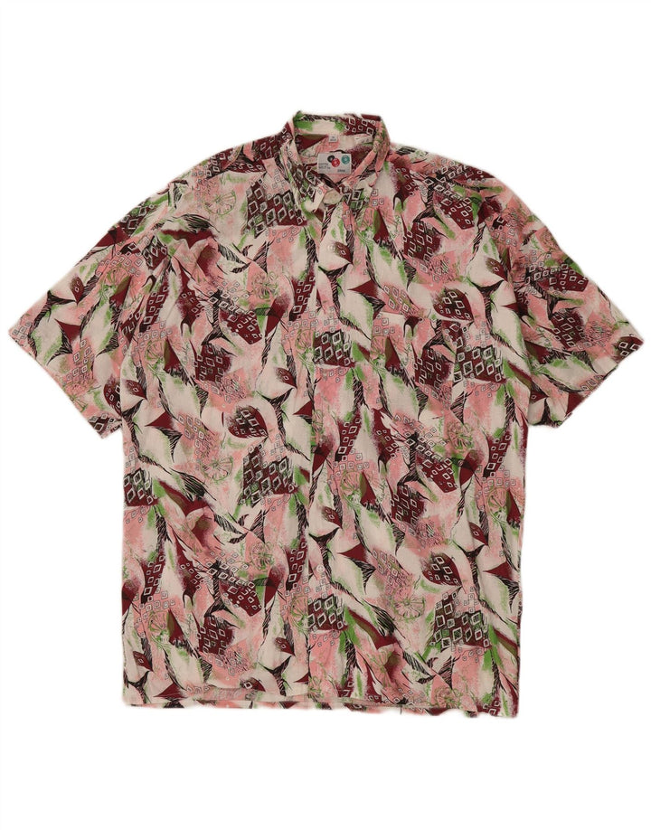 Camicia vintage da uomo con motivo astratto taglia 39/40 media multicolore