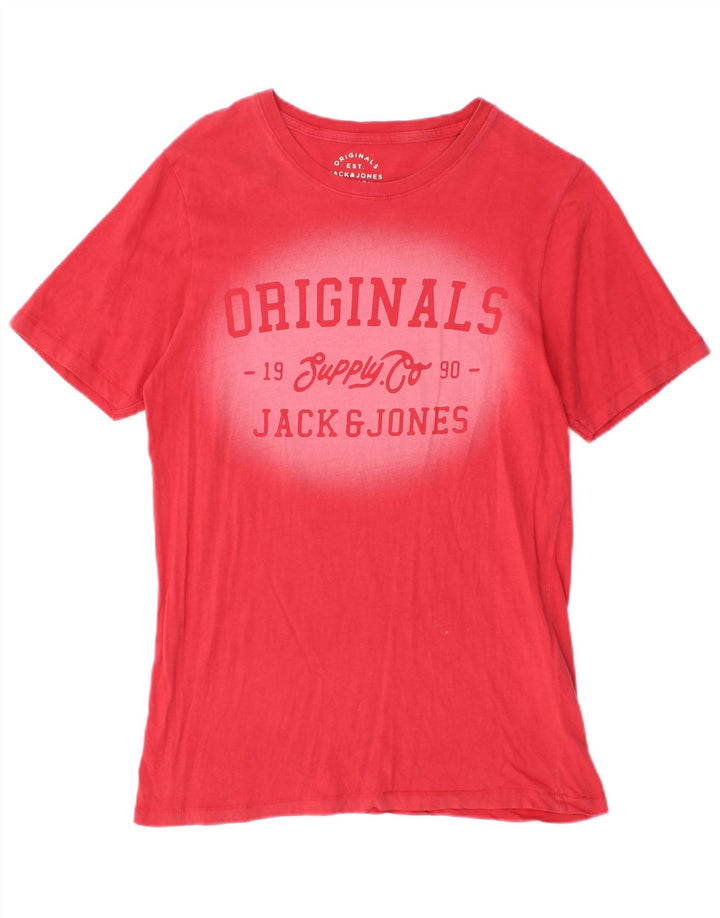 T-shirt grafica da uomo Jack & Jones Top piccola in cotone rosso