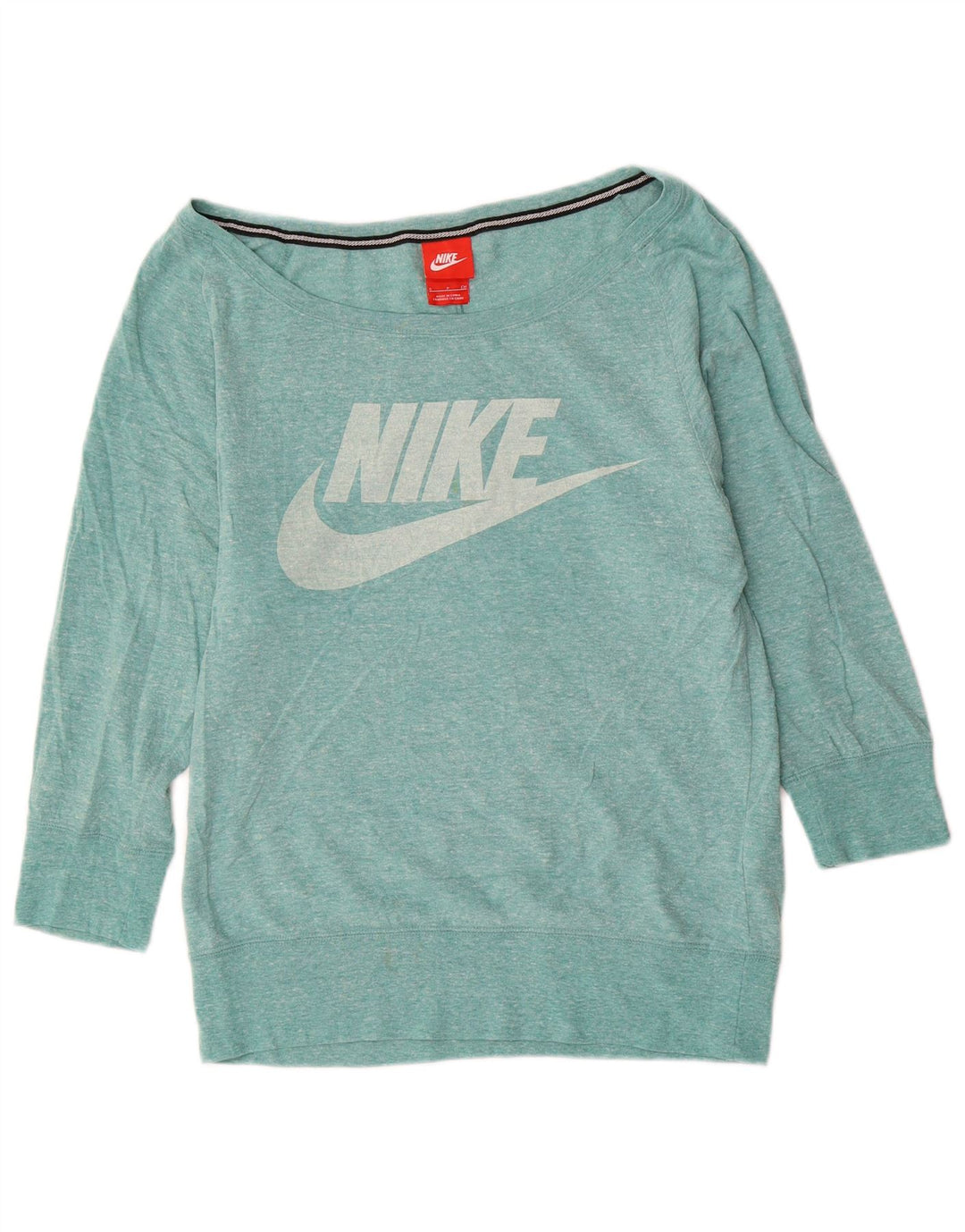Nike - Top grafico da donna con spalle scoperte, manica lunga, UK 10, piccolo, turchese