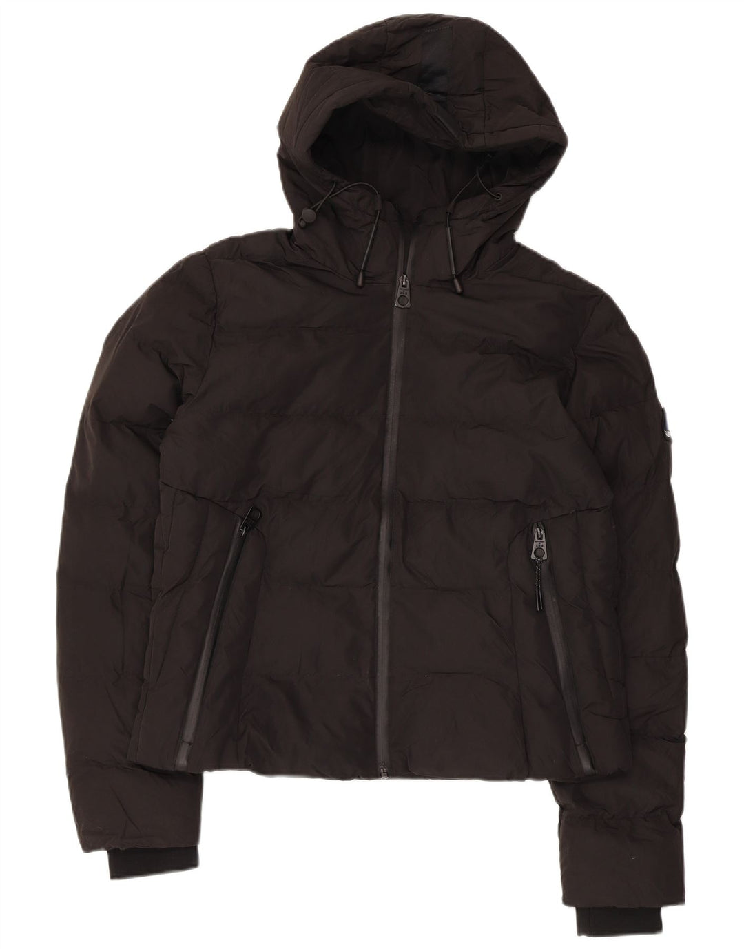 Giacca imbottita con cappuccio corta da donna SUPERDRY UK 12 poliestere nero medio