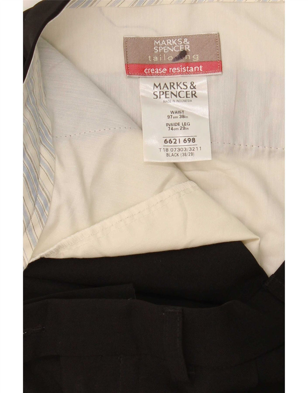 Pantaloni da abito con pegging da uomo Marks & Spencer W38 L29 poliestere nero