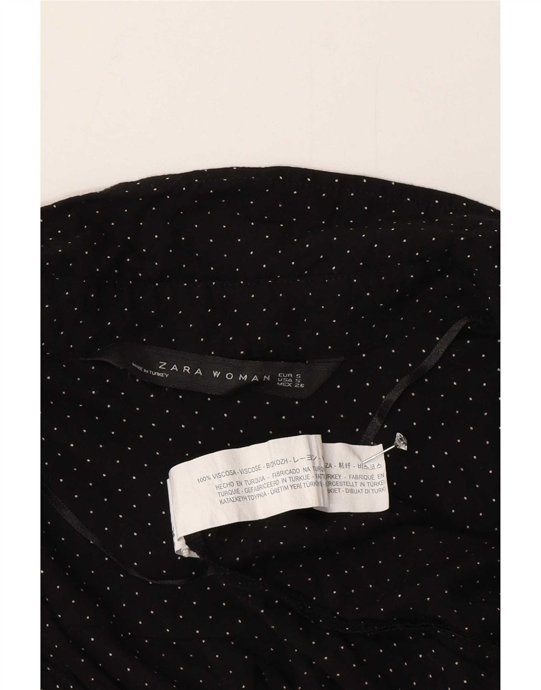 Camicia Zara da donna UK 10 piccola in viscosa maculata nera