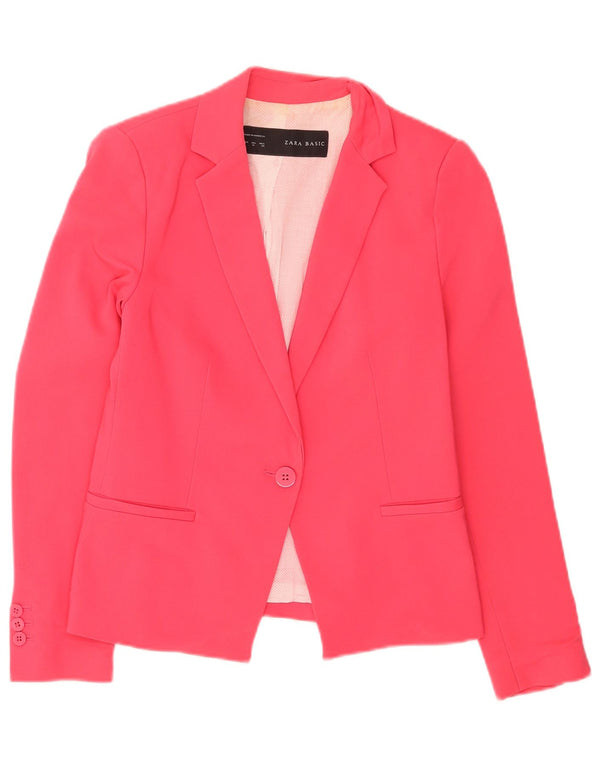 Giacca blazer a 1 bottone da donna Zara UK 12 poliestere rosa medio