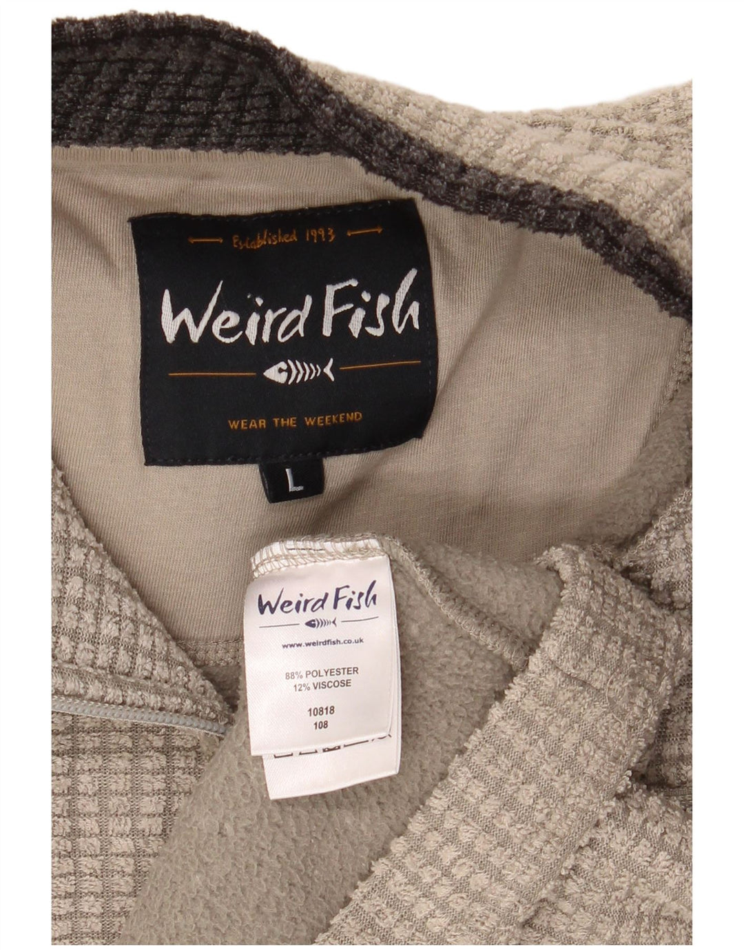 Maglione da uomo con collo con zip Weird Fish, grande poliestere beige