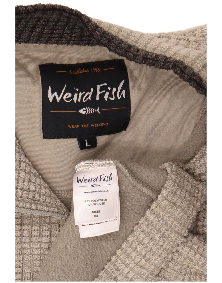 Maglione da uomo con collo con zip Weird Fish, grande poliestere beige