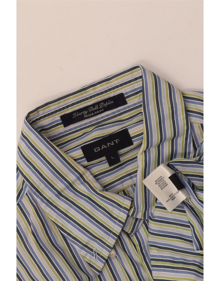 Gant Camicia da uomo vestibilità regolare in cotone a righe grandi blu