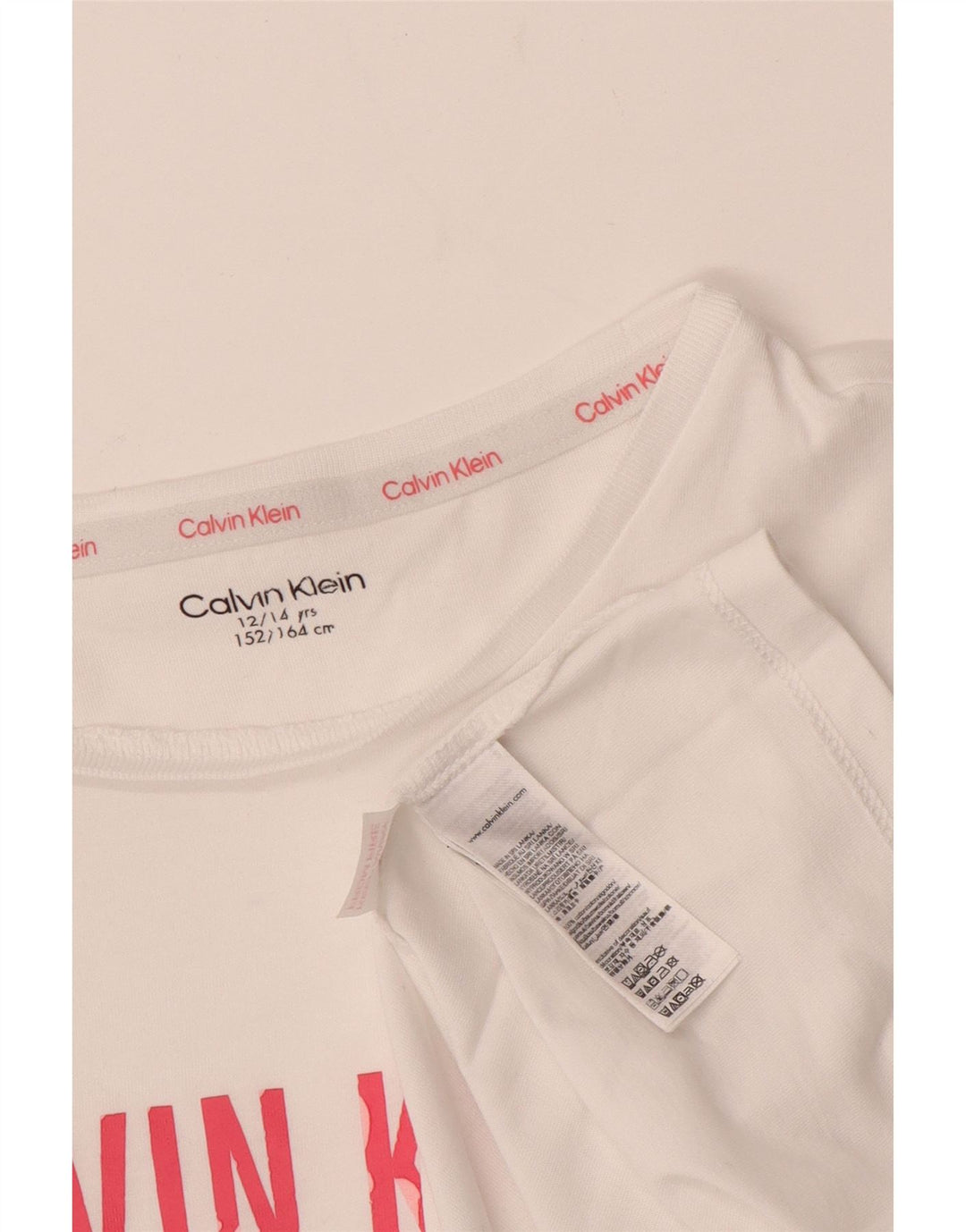 CALVIN KLEIN T-shirt grafica per bambina 12-13 anni in cotone bianco