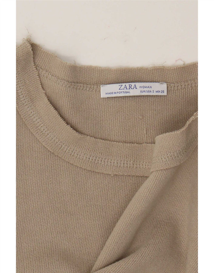 Top corto oversize da donna Zara a maniche lunghe UK 10 piccolo Beige
