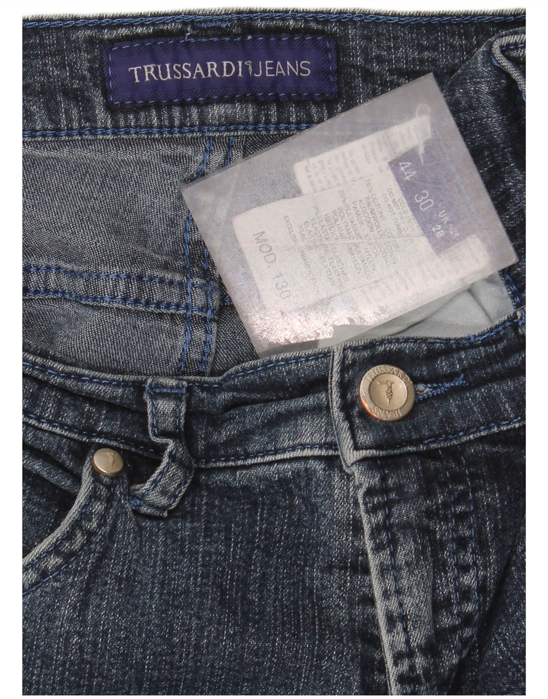 Jeans Dritti Donna Trussardi W28 L35 Blu Navy Cotone