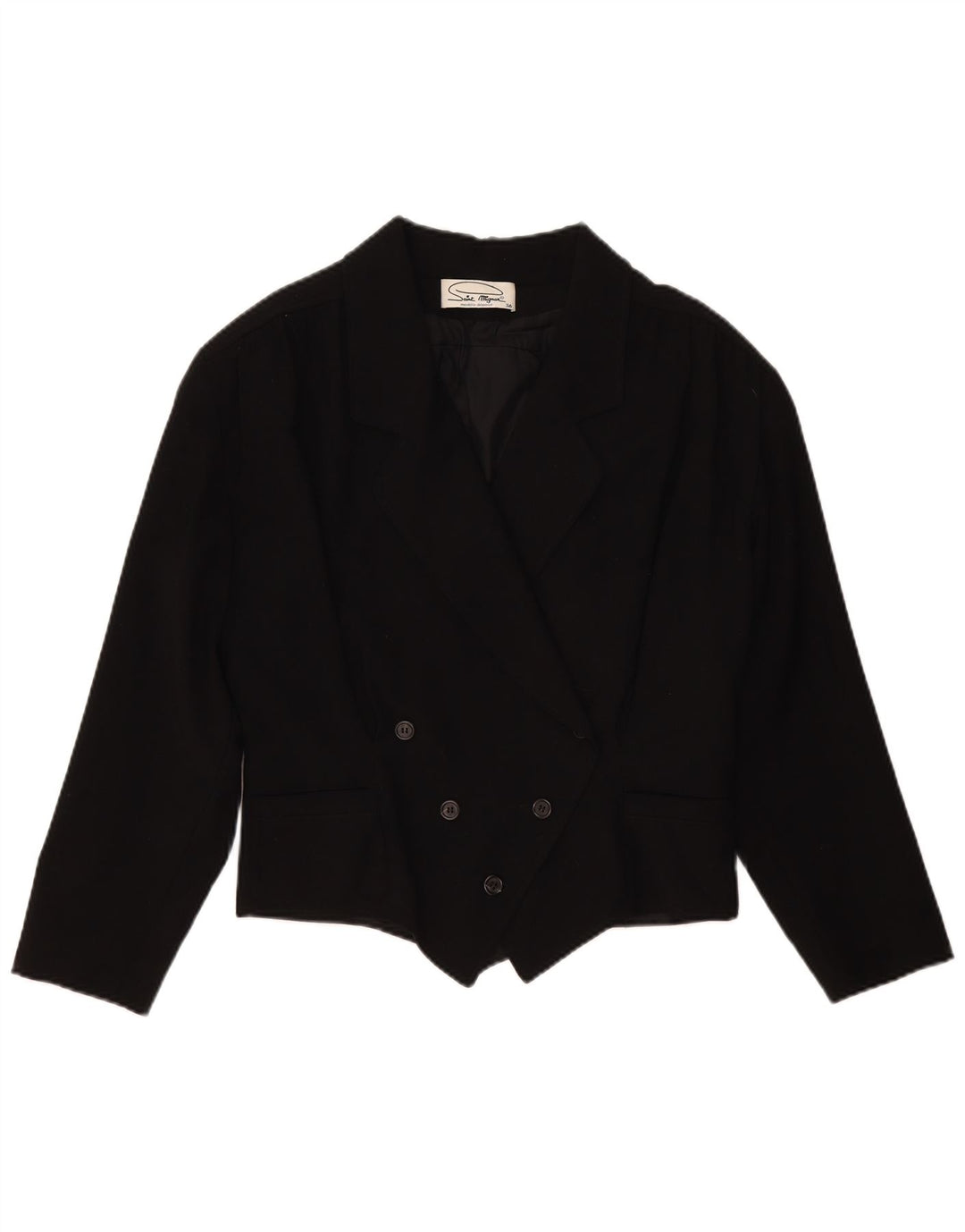 Giacca blazer oversize doppiopetto vintage da donna EU 36 piccola nera