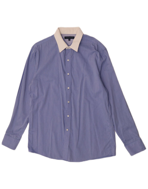 Camicia da uomo Tommy Hilfiger taglia 16 1/2 grande gessato blu