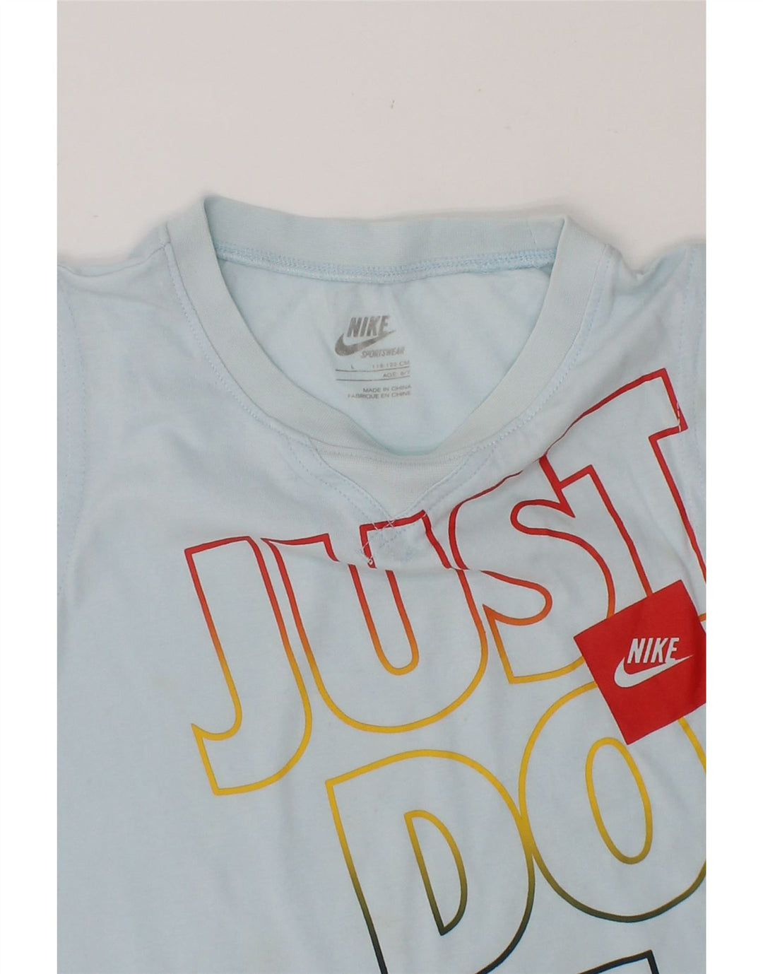 NIKE Boys Graphic Vest Top 6-7 Years Large Blue Cotton Vintage Nike and Second-Hand Nike from Messina Hembry 