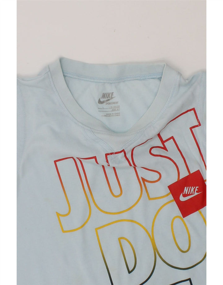 NIKE Boys Graphic Vest Top 6-7 Years Large Blue Cotton Vintage Nike and Second-Hand Nike from Messina Hembry 