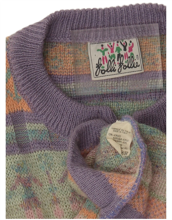 Maglione cardigan da donna vintage UK 12 Medio multicolore Fair Isle