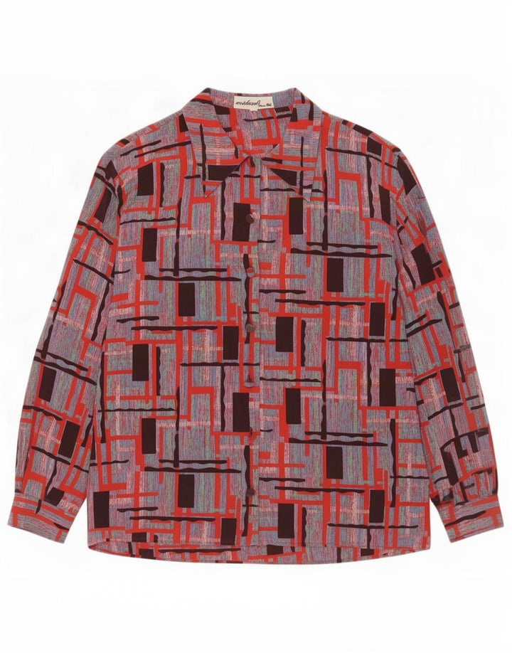 Camicetta camicia oversize da donna vintage IT 44 Medium multicolore geometrica