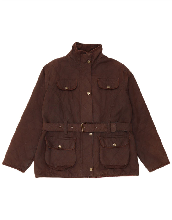 Giacca da donna trapuntata in cotone cerato Rydale UK 14 grande marrone