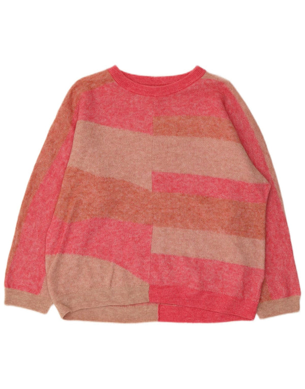WHITE STUFF Maglione da donna con scollo a barchetta UK 14 Large Pink Colourblock