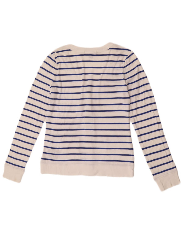Maglione cardigan da donna Ralph Lauren UK 10 piccolo cotone a righe bianche