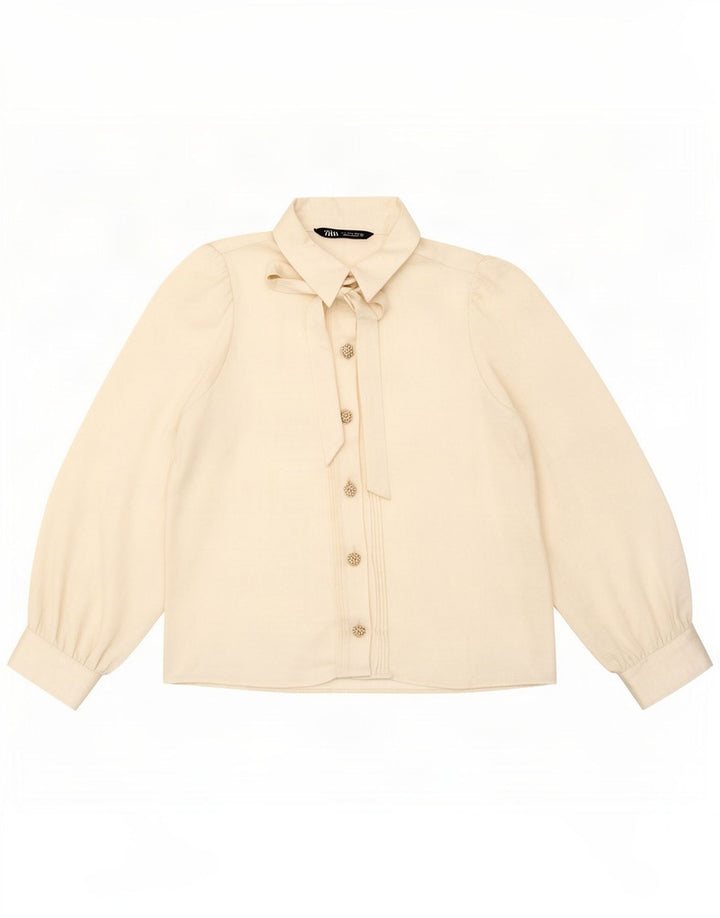 Zara camicia camicetta da donna UK 16 grande bianco poliestere