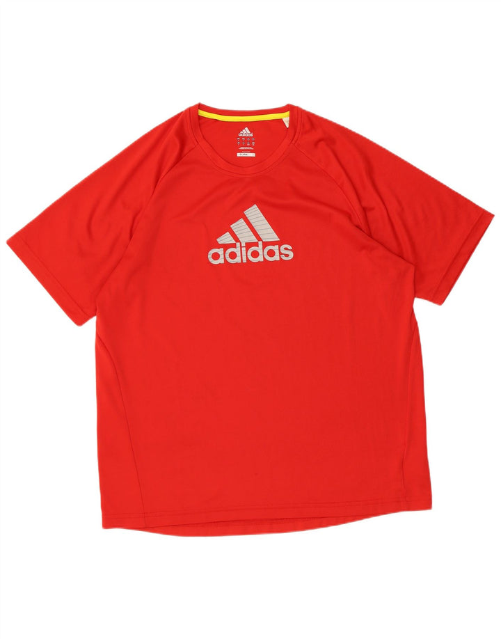 T-shirt grafica ADIDAS da uomo Climalite, grande, in poliestere rosso