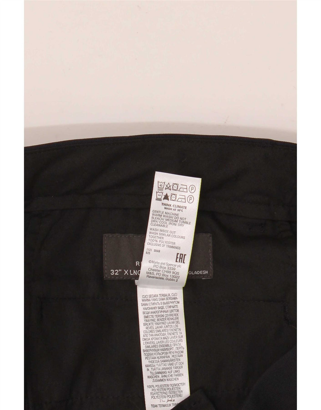 Pantaloni chino vestibilità regolare da uomo Marks & Spencer W32 L35 poliestere blu navy