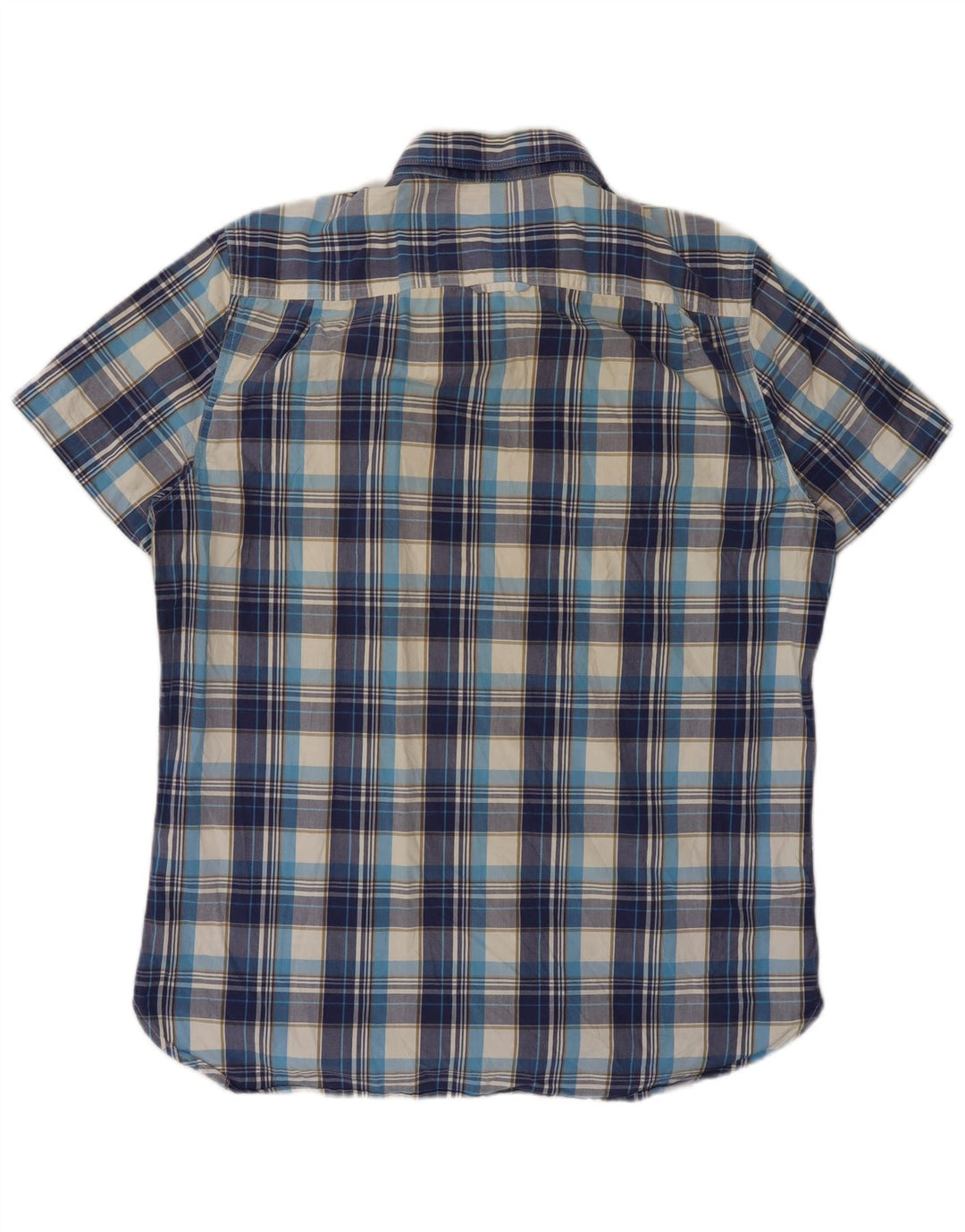 Camicia a maniche corte da uomo SUPERDRY XL in cotone a quadri blu
