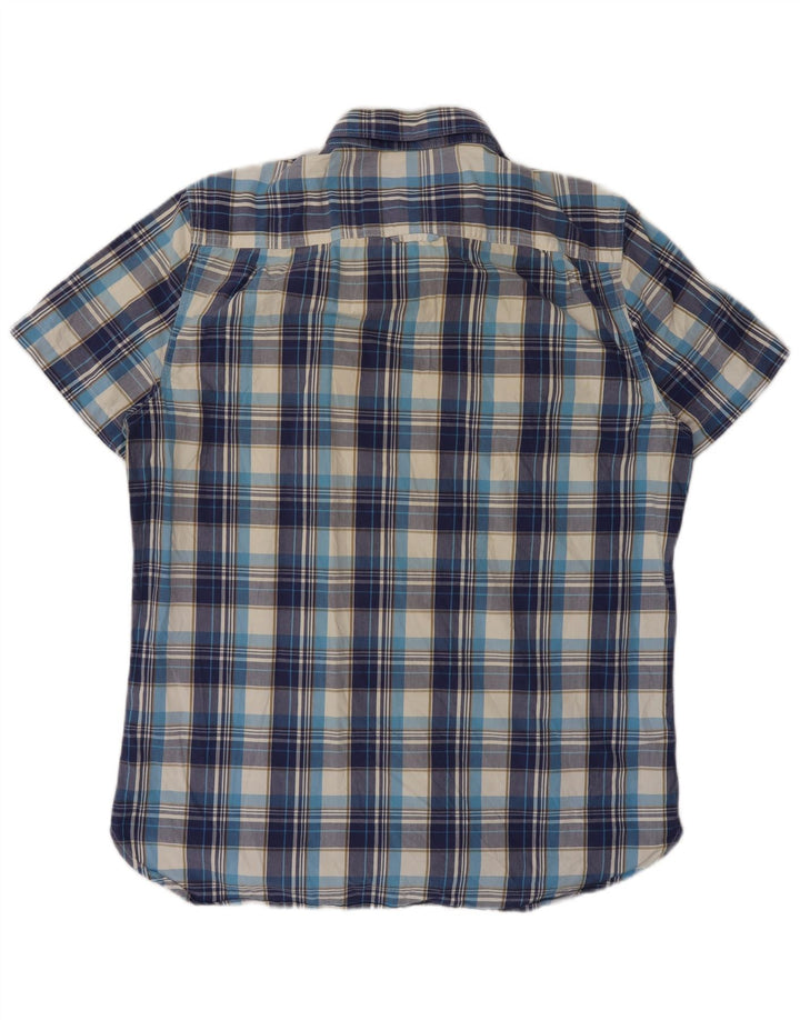 Camicia a maniche corte da uomo SUPERDRY XL in cotone a quadri blu