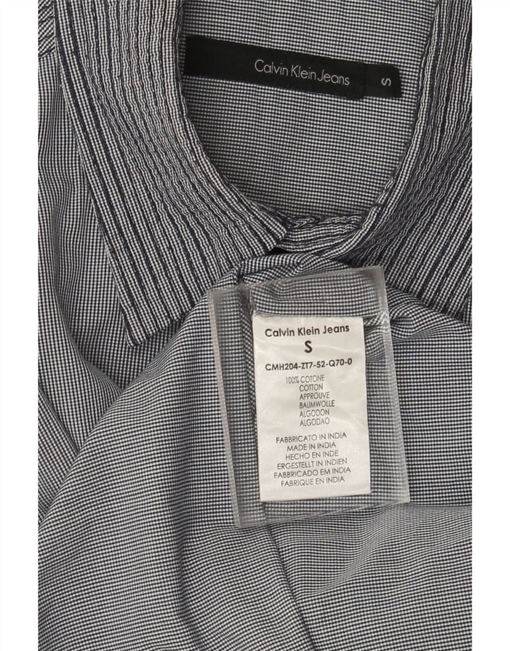 Camicia a quadri da uomo Calvin Klein Jeans piccola in cotone gessato blu