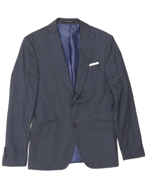 Giacca blazer a 2 bottoni da uomo Zara EU 46 piccola in viscosa blu navy