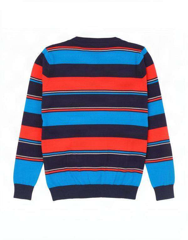 Jack & Jones Maglione da uomo con scollo a V in cotone a righe medio multicolore