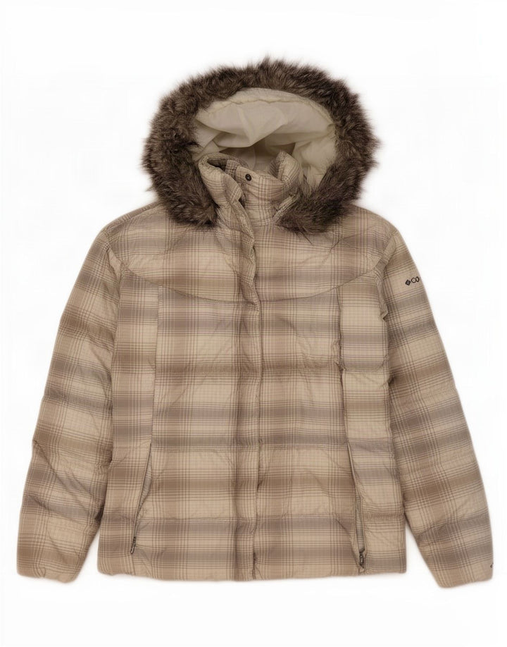 Giacca imbottita con cappuccio da donna Columbia UK 18 XL Poliestere a quadri grigio