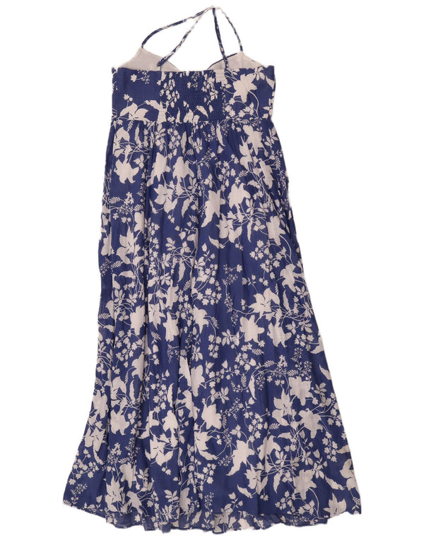 Abito maxi da donna Zara con scollo all'americana UK 12 Cotone floreale blu medio