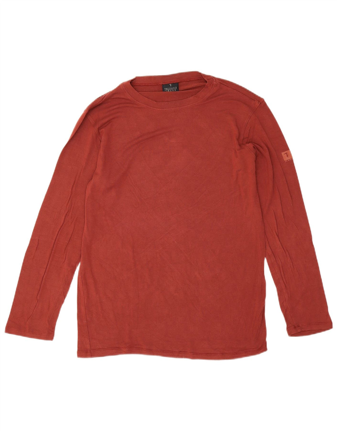 Top Trussardi Jeans Uomo Manica Lunga Large Rosso in Viscosa