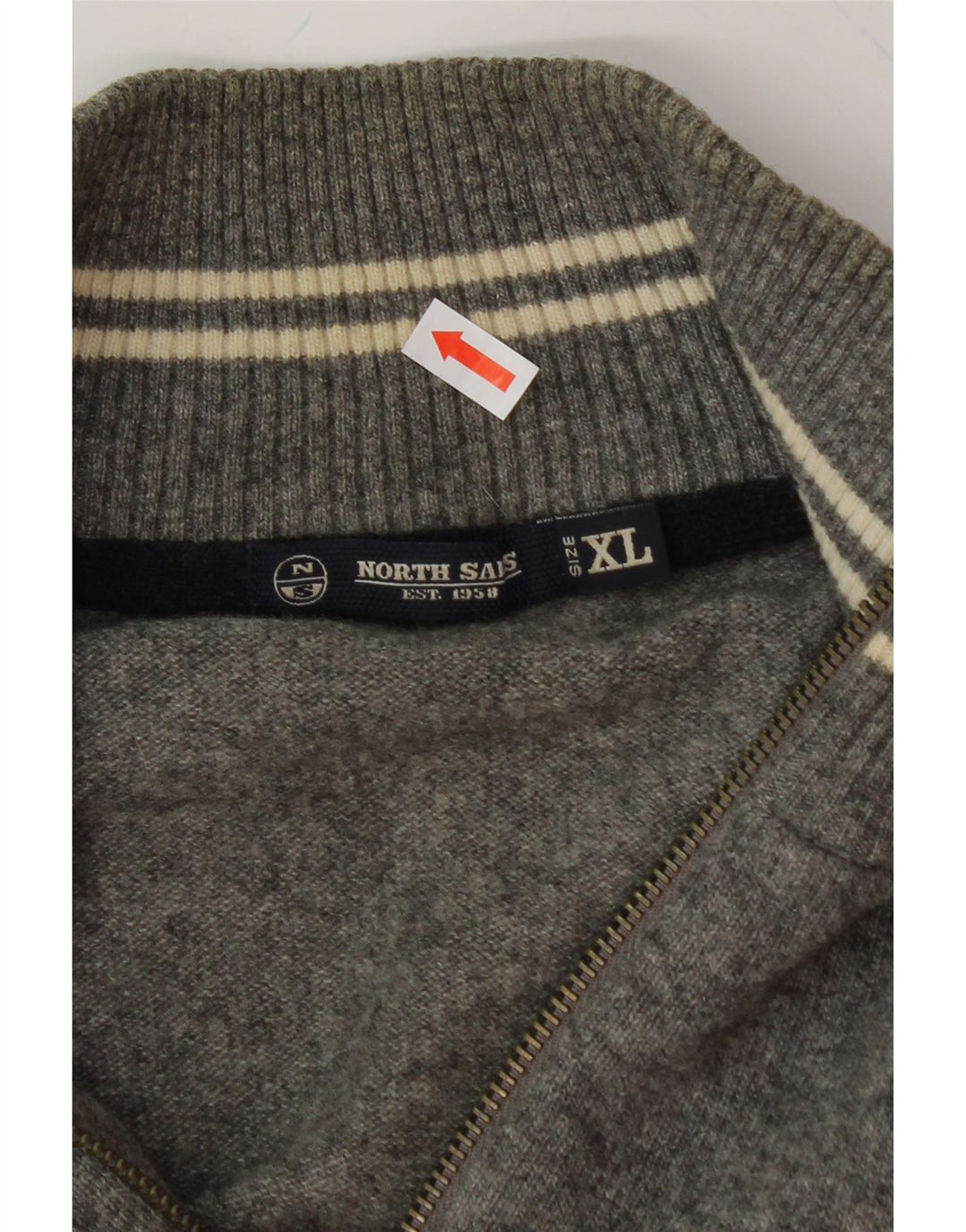NORTH SAILS Mens Zip Neck Jumper Sweater XL Grey Wool Vintage North Sails and Second-Hand North Sails from Messina Hembry 