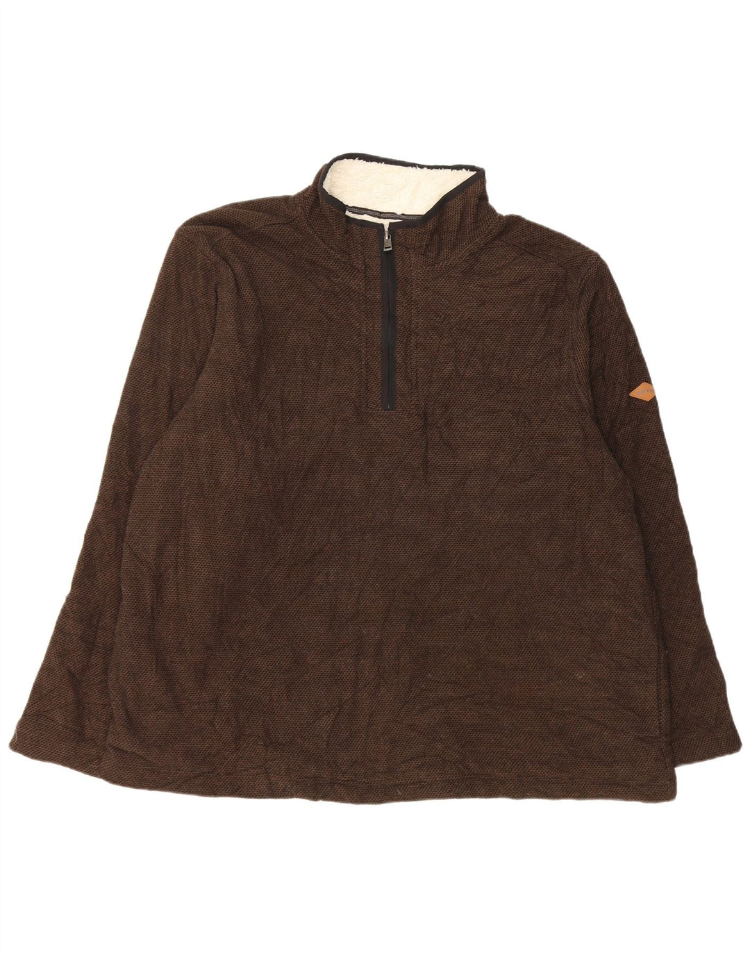 Felpa da uomo Orvis con collo con zip 1/4, maglione 2XL poliestere marrone
