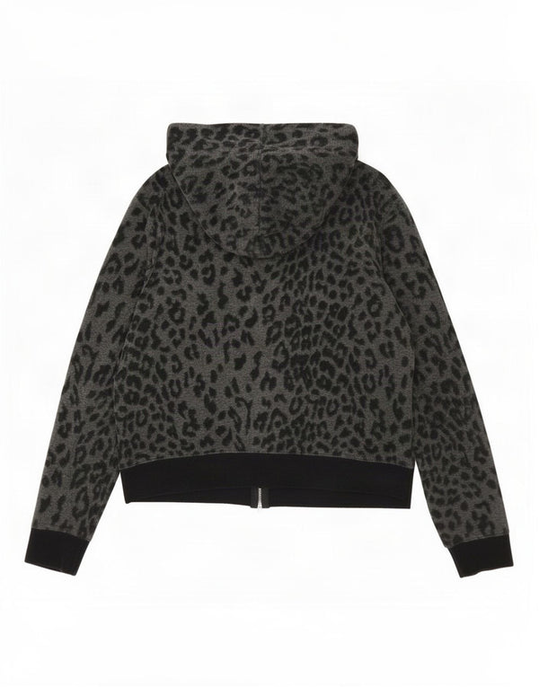 Maglione con cappuccio e zip da donna Marks & Spencer UK 14 Stampa animalier grigio medio