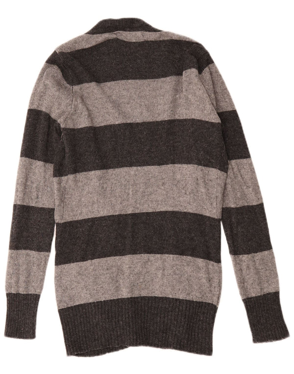 Maglione cardigan da donna Zara UK 12 Rayon a righe grigio medio