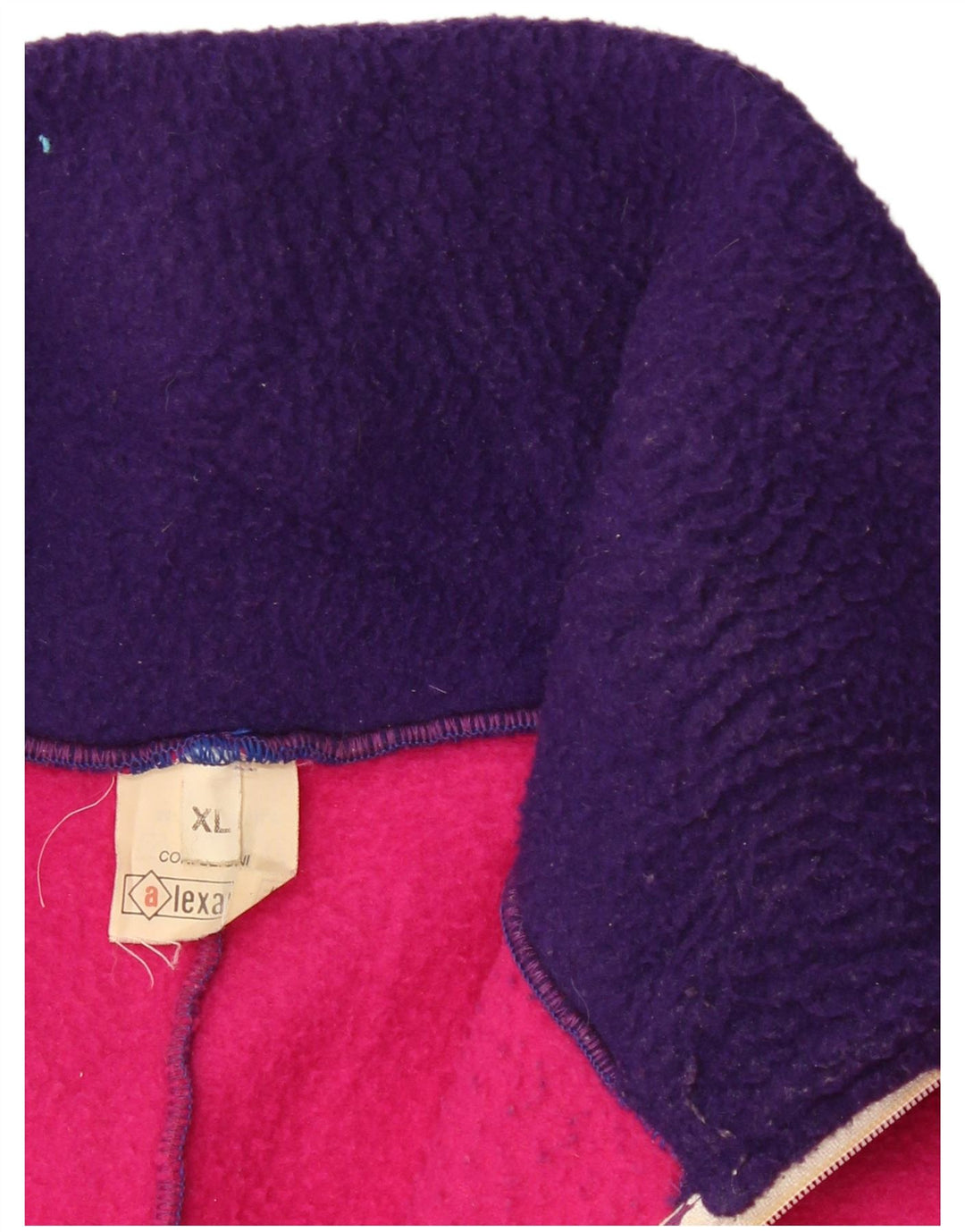 ALEXANDER Maglione in pile da uomo con zip e collo XL Viola in poliestere color block