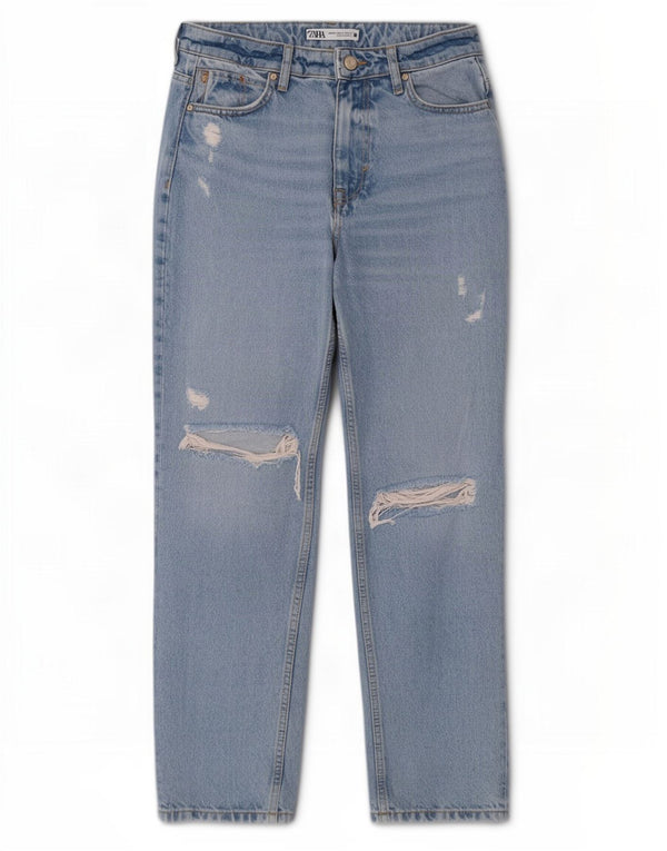 Jeans affusolati effetto consumato da donna Zara EU 34 2XS W24 L27 cotone blu