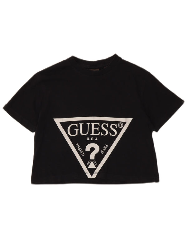 T-shirt grafica corta da donna Guess UK 10 piccola nera