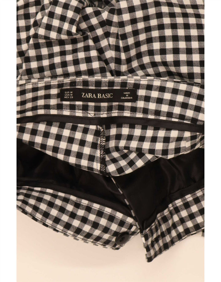 Pantaloni corti slim da donna Zara medi W28 L26 cotone a quadretti neri