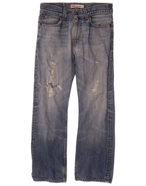 Levi's Uomo 506 Jeans dritti vestibilità standard effetto invecchiato W31 L29 cotone blu
